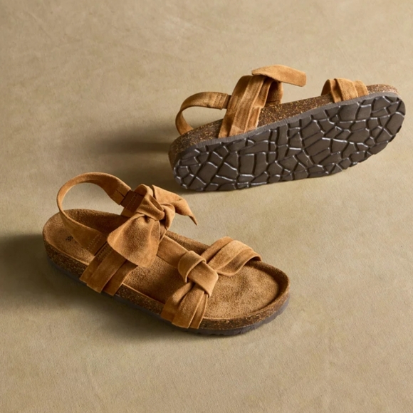 Sundance Tigerlily Sandals Size 37 6 Cognac Suede Slingback Comfort Boho NWT - Picture 2 of 4